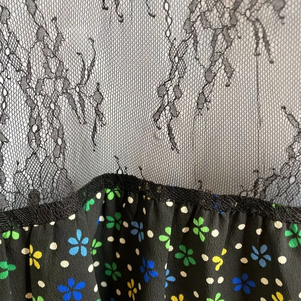 Collusion Womens Dark Floral Print Long Sleeve Victorian Ruffled Dress Size 12 - Picture 10 of 11
